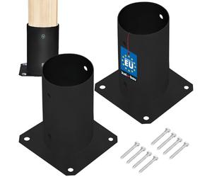 KOTARBAU® 2 pcs Fence Post Support - Post Base - Powder Coated Steel - ⌀ 80 mm (3.15 in) - Black - Bolt Down Support - Heavy Duty - for Wooden Beams - Weather Resistant