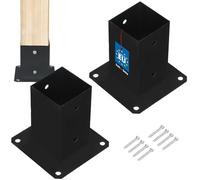 KOTARBAU® 2 pcs Fence Post Support - Post Base - Powder Coated Steel - 80x80 mm (3.15x3.15 in) - Black - Bolt Down Support - Heavy Duty - for Wooden Beams - Weather Resistant