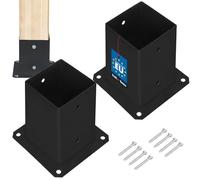 KOTARBAU® 2 pcs Fence Post Support - Post Base - Powder Coated Steel - 90x90 mm (3.54x3.54 in) - Black - Bolt Down Support - Heavy Duty - for Wooden Beams - Weather Resistant