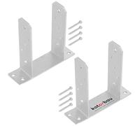 KOTARBAU® 2 pcs Fence Post Support - Post Base - TT - Galvanised Steel - 90 mm (3.54 in) - Silver - Heavy Duty - Bolt Down Support - for Decking and Garden Structures