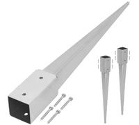 KOTARBAU® 2 pcs Ground Anchor - Post Spike - Galvanised Steel - 60 cm (23.62 in) - Silver - Ground Anchors Heavy Duty - 51 × 51 mm (2.01 × 2.01 in) - Post Brackets - Weather Resistant