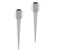 KOTARBAU® 2 pcs Ground Anchor - Post Spike - Galvanised Steel - 75 cm (29.5 inches) - Silver - Ground Anchors Heavy Duty - 61 × 61 mm (2.40 × 2.40 in) - Post Brackets - Weather Resistant