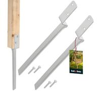 KOTARBAU® 2 Pcs Ground Anchors - Galvanised Steel - 50.5 cm (19.9 in) - Silver - L Shape Post Holder - Heavy Duty Swing Anchors - Ground Fasteners for Swing Set - Easy Installation Weather Resistant