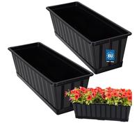 KOTARBAU® 2 pcs Plant Pot - Planters Outdoor - Flower Box - Plastic - 50x18x14 cm (19.7x7.1x5.5 inches) - Anthracite - Flower Pots - Rectangular - Planters - with Saucer