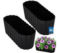 KOTARBAU® 2 pcs Plant Pot - Plastic - 40x13x13cm (15x5x5 inches) - Anthracite - Flower Pot - Rustic - Planter - Window Box Planter - Garden Planters - Balcony Planters - Rectangular