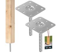 KOTARBAU® 2 pcs Post Base - Galvanised Steel - 130x130x200 mm (5.12×5.12x7.87 inches) - Silver - Fence Post Base Concrete - with Ribbed Dowel - for Fence Posts - Wooden Beams - Support Concrete Anchor