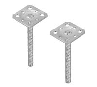 KOTARBAU® 2 pcs Post Base - Galvanised Steel - 80x80x200 mm (3.15x3.15x7.87 inches) - Silver - Fence Post Base Concrete - with Ribbed Dowel - for Fence Posts - Wooden Beams - Support Concrete Anchor