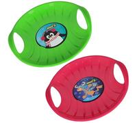 KOTARBAU® 2 pcs Snow Sledge - Plastic Sled - 60 cm (23.6 inches) - Pink & Green - Sledges - Snow Sled - Round Sledge - with Handles - for Kids and Adults - Frost Resistant