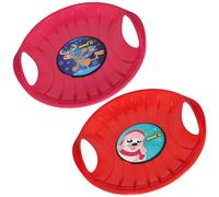 KOTARBAU® 2 pcs Snow Sledge - Plastic Sled - 60 cm (23.6 inches) - Pink & Red - Sledges - Snow Sled - Round Sledge - with Handles - for Kids and Adults - Frost Resistant