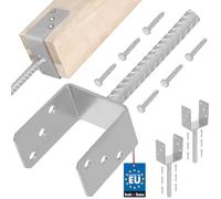 KOTARBAU® 2 pcs U Post Base - for Concrete - Galvanised Steel - 91 mm (3.58 Inches) - Silver - Fence Post Support - Pillar Support