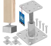 KOTARBAU - 2-Piece Set Adjustable Post Supports 80 x 80 mm, Height Adjustable 90 - 150 mm, Galvanized