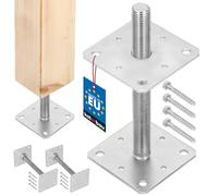 KOTARBAU - 2-Piece Set Post Supports 110 mm x 110 mm x 250 mm Thread M24 mm Steel Adjustable Base Foot for Screwing onto Concrete