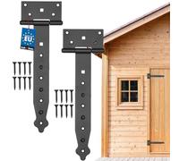 KOTARBAU® 2 x Black Cross Hinges 250mm External Door Hinge Gate Hinge Door Hardware Powder Coated