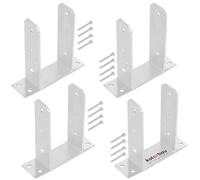 KOTARBAU - 4 Pack - Post Support 100 mm TT Hot-dip Galvanized Steel for Bolt-On Concrete Anchors, Fence Post Supports for Square Timber Posts, Metal Base Foot