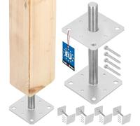 KOTARBAU® 4 pcs. Fence Post Support - Post Base - Galvanised Steel - 160 x 160 x 250 mm (6.30 × 6.30 x 9.8 inches) - M24 - Silver - for Bolting to Concrete
