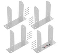 KOTARBAU® 4 pcs Fence Post Support - Post Base - TT - Galvanised Steel - 90 mm (3.54 in) - Silver - Heavy Duty - Bolt Down Support - for Decking and Garden Structures