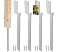 KOTARBAU® 4 Pcs Ground Anchors - Galvanised Steel - 50.5 cm (19.9 in) - Silver - L Shape Post Holder - Heavy Duty Swing Anchors - Ground Fasteners for Swing Set - Easy Installation Weather Resistant