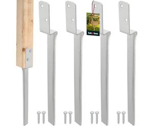 KOTARBAU® 4 Pcs Ground Anchors - Galvanised Steel - 50.5 cm (19.9 in) - Silver - L Shape Post Holder - Heavy Duty Swing Anchors - Ground Fasteners for Swing Set - Easy Installation Weather Resistant