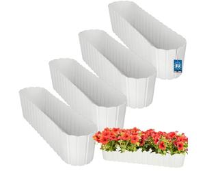 KOTARBAU® 4 pcs Plant Pot - Plastic - 60x14x13cm (23,62x5,51x5 inches) - White - Flower Pot - Rustic - Planter - Window Box Planter - Garden Planters - Balcony Planters - Rectangular