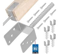 KOTARBAU® 4 pcs U Post Base - for Concrete - Galvanised Steel - 101 mm (3.98 Inches) - Silver - Fence Post Support - Pillar Support