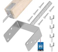 KOTARBAU® 4 pcs U Post Base - for Concrete - Galvanised Steel - 151 mm (5.94 Inches) - Silver - Fence Post Support - Pillar Support