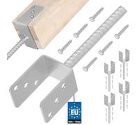 KOTARBAU® 4 pcs U Post Base - for Concrete - Galvanised Steel - 71 mm (2.80 Inches) - Silver - Fence Post Support - Pillar Support