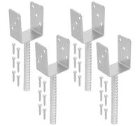 KOTARBAU® 4 pcs U Post Base - for Concrete - Galvanised Steel - 81 mm (3.19 Inches) - Silver - Fence Post Support - Pillar Support
