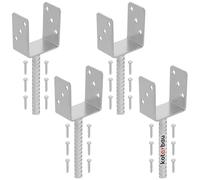 KOTARBAU® 4 pcs U Post Base - for Concrete - Galvanised Steel - 91 mm (3.58 Inches) - Silver - Fence Post Support - Pillar Support