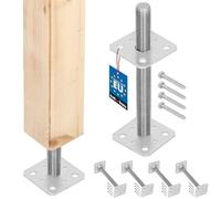 KOTARBAU - 4-Piece Set Post Supports 80 mm x 80 mm x 250 mm Thread M24 mm Steel Adjustable Base Foot for Screwing onto Concrete
