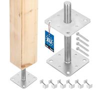KOTARBAU® 6 pcs. Fence Post Support - Post Base - Galvanised Steel - 110 x 110 x 250 mm (4.3 x 4.3 x 9.8 inches) - M24 - Silver - for Bolting to Concrete