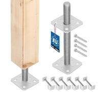KOTARBAU® 6 pcs. Fence Post Support - Post Base - Galvanised Steel - 80 x 80 x 250 mm (3.15 × 3.15 x 9.8 inches) - M24 - Silver - for Bolting to Concrete