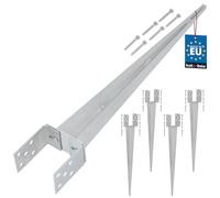 KOTARBAU - 6-Piece Set Post Supports 0 - 120 mm Adjustable Hot-Dip Galvanized, Drive-in Sleeve, Ground Sleeve, Drive-in Anchor, Material: Steel, Colour: Silver