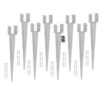 KOTARBAU® 8 pcs Fence Post Support - 0-120 mm (0-4.72 inches) - Galvanised Steel - 70 cm (27.6 inches) - Silver - Ground Spike - Adjustable Post Anchor - U Bracket - for Fencing Garden Construction