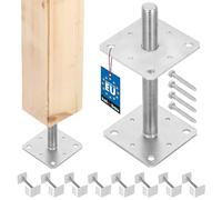 KOTARBAU® 8 pcs. Fence Post Support - Post Base - Galvanised Steel - 110 x 110 x 250 mm (4.3 x 4.3 x 9.8 inches) - M24 - Silver - for Bolting to Concrete