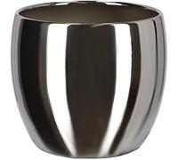 KOTARBAU Ceramic Flower Pot, 13 cm, Silver, Glazed, Round, Planter for Flowers & Plants, Indoor, 676 g, FKS264