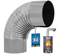 KOTARBAU® Chimney Pipe Elbow 90° Bend, Diameter 150 mm, Stove Pipe, Flue Pipe Made of Sheet Metal, Exhaust Pipe Elbow for Fireplace, Stove Knee, Silver Pipe Angle