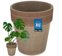 KOTARBAU® Clay Flower Pot Planter Diameter 28 cm Ceramic Terracotta Frost Resistant Ribbed Edge Coffee