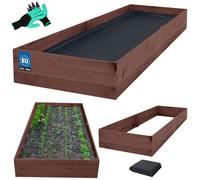 KOTARBAU® Deep Bed Wooden Flower Box 200x120x27cm Impregnated Planter Boxes Brown Raised