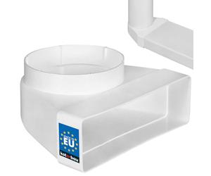 KOTARBAU® Deflection Piece 90° for Ventilation Duct 204 x 60 mm Plastic Transition Piece Diameter 125 mm White Duct Connector Duct Elbow Exhaust Air Supply Air Duct Connector for Flat Duct Round