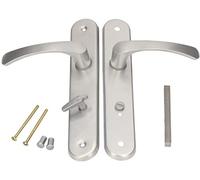 KOTARBAU® Door Handle 72 mm Left Right Toilet Silver Door Fitting Door Handle Door Handle Set Toilet Door Room Door Long Plate Aluminium