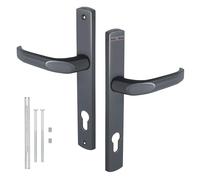 KOTARBAU® Door Handle 92 mm Cylinder Profile Door Handle Aluminium Handle Set Universal Door Handle Door Fitting Long Plate Set Anthracite Room Door Interior Door Exterior Door Handle