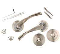 KOTARBAU® Door Handle Set Satin BB Deadlock Universal (Door Handle WC)