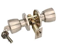 KOTARBAU Door Knob with Lock Metal Rotary Knob Cylinder Locking Round Door Handle Rotatable Lock Handle Lock with 3 Keys Rosette Mortice Lock (Satin)