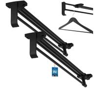 KOTARBAU® Extendable Clothes Rail for Wardrobe 50 cm, Clothes Hanger Holder | 2 x Telescopic Wardrobe Rail for Clothes Trouser Hanger Steel + Plastic Black