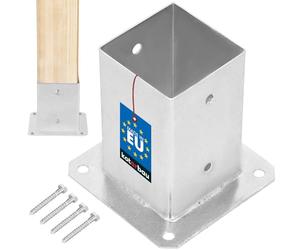 KOTARBAU® Fence Post Support - Galvanised Steel - 90x90 mm (3.54x3.54 inches) - Silver - Bolt Down Post Support - Heavy Duty - Outdoor Use