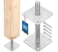 KOTARBAU® Fence Post Support - Post Base - Galvanised Steel - 110 x 110 x 250 mm (4.3 x 4.3 x 9.8 inches) - M24 - Silver - for Bolting to Concrete