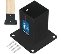 KOTARBAU® Fence Post Support - Post Base - Powder Coated Steel - 80x80 mm (3.15x3.15 in) - Black - Bolt Down Support - Heavy Duty - for Wooden Beams - Weather Resistant