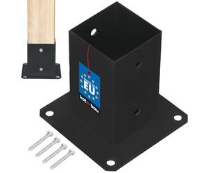 KOTARBAU® Fence Post Support - Post Base - Powder Coated Steel - 80x80 mm (3.15x3.15 in) - Black - Bolt Down Support - Heavy Duty - for Wooden Beams - Weather Resistant