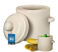 KOTARBAU® Fermentation Crock 1,8 L, Fermentation Pot with Lid & Water Seal | Stoneware Fermenting Pot, for Sauerkraut, Kimchi, Pickling Cucumbers, Beige