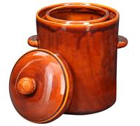 KOTARBAU® Fermentation Crock 5 L, Fermentation Pot with Lid & Water Seal | Stoneware Fermenting Pot, for Sauerkraut, Kimchi, Pickling Cucumbers, Brown